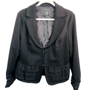 INC International Concepts Black Nouveau Blazer Hook Eye Closure L